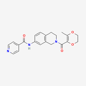 molecular formula C21H21N3O4 B5998466 N-{2-[(3-methyl-5,6-dihydro-1,4-dioxin-2-yl)carbonyl]-1,2,3,4-tetrahydro-7-isoquinolinyl}isonicotinamide 