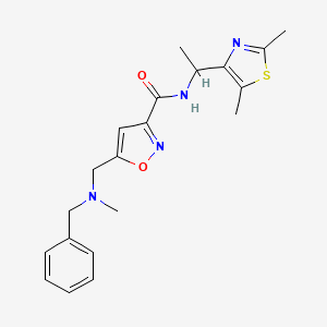 molecular formula C20H24N4O2S B5998531 5-{[benzyl(methyl)amino]methyl}-N-[1-(2,5-dimethyl-1,3-thiazol-4-yl)ethyl]-3-isoxazolecarboxamide 