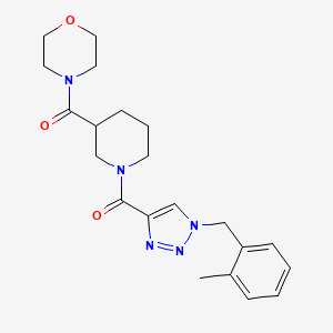 molecular formula C21H27N5O3 B5998565 4-[(1-{[1-(2-methylbenzyl)-1H-1,2,3-triazol-4-yl]carbonyl}-3-piperidinyl)carbonyl]morpholine 