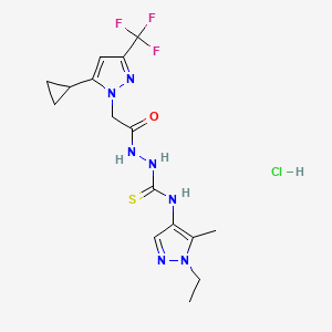 2-{[5-cyclopropyl-3-(trifluoromethyl)-1H-pyrazol-1-yl]acetyl}-N-(1-ethyl-5-methyl-1H-pyrazol-4-yl)hydrazinecarbothioamide hydrochloride