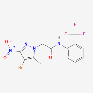 molecular formula C13H10BrF3N4O3 B5998654 2-(4-bromo-5-methyl-3-nitro-1H-pyrazol-1-yl)-N-[2-(trifluoromethyl)phenyl]acetamide 