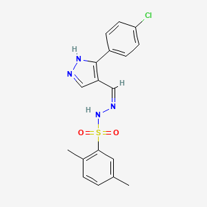 molecular formula C18H17ClN4O2S B5998764 N'-{[3-(4-chlorophenyl)-1H-pyrazol-4-yl]methylene}-2,5-dimethylbenzenesulfonohydrazide 