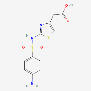 molecular formula C11H11N3O4S2 B599879 2-[2-[(4-Aminophenyl)sulfonylamino]-1,3-thiazol-4-yl]acetic acid CAS No. 135285-81-3