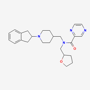 molecular formula C25H32N4O2 B5998810 N-{[1-(2,3-dihydro-1H-inden-2-yl)-4-piperidinyl]methyl}-N-(tetrahydro-2-furanylmethyl)-2-pyrazinecarboxamide 