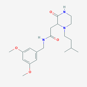 N-(3,5-dimethoxybenzyl)-2-[1-(3-methylbutyl)-3-oxo-2-piperazinyl]acetamide