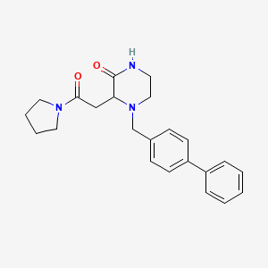 4-(4-biphenylylmethyl)-3-[2-oxo-2-(1-pyrrolidinyl)ethyl]-2-piperazinone