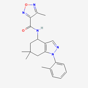 molecular formula C20H23N5O2 B5998929 N-[6,6-dimethyl-1-(2-methylphenyl)-4,5,6,7-tetrahydro-1H-indazol-4-yl]-4-methyl-1,2,5-oxadiazole-3-carboxamide 