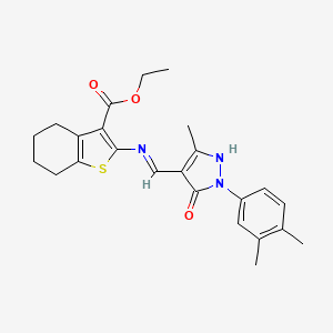 ethyl 2-({[1-(3,4-dimethylphenyl)-3-methyl-5-oxo-1,5-dihydro-4H-pyrazol-4-ylidene]methyl}amino)-4,5,6,7-tetrahydro-1-benzothiophene-3-carboxylate