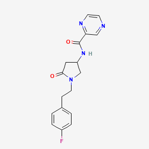 molecular formula C17H17FN4O2 B5998970 N-{1-[2-(4-fluorophenyl)ethyl]-5-oxo-3-pyrrolidinyl}-2-pyrazinecarboxamide 