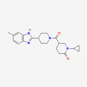 molecular formula C22H28N4O2 B5999073 1-cyclopropyl-5-{[4-(5-methyl-1H-benzimidazol-2-yl)-1-piperidinyl]carbonyl}-2-piperidinone 