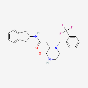 N-(2,3-dihydro-1H-inden-2-yl)-2-[3-oxo-1-[[2-(trifluoromethyl)phenyl]methyl]piperazin-2-yl]acetamide