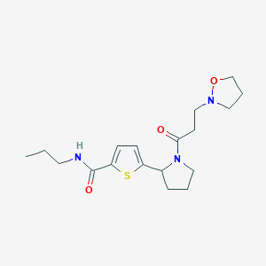 molecular formula C18H27N3O3S B5999092 5-{1-[3-(2-isoxazolidinyl)propanoyl]-2-pyrrolidinyl}-N-propyl-2-thiophenecarboxamide 