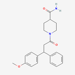 molecular formula C22H26N2O3 B5999211 1-[3-(4-methoxyphenyl)-3-phenylpropanoyl]-4-piperidinecarboxamide 