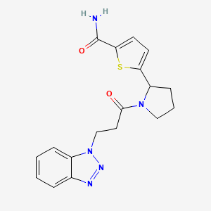 molecular formula C18H19N5O2S B5999256 5-{1-[3-(1H-1,2,3-benzotriazol-1-yl)propanoyl]-2-pyrrolidinyl}-2-thiophenecarboxamide 