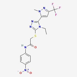 2-({4-ethyl-5-[1-methyl-3-(trifluoromethyl)-1H-pyrazol-5-yl]-4H-1,2,4-triazol-3-yl}thio)-N-(4-nitrophenyl)acetamide