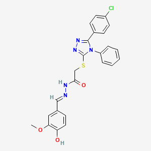 molecular formula C24H20ClN5O3S B5999287 2-{[5-(4-chlorophenyl)-4-phenyl-4H-1,2,4-triazol-3-yl]thio}-N'-(4-hydroxy-3-methoxybenzylidene)acetohydrazide 