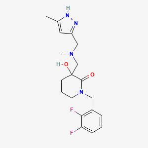 molecular formula C19H24F2N4O2 B5999305 1-[(2,3-difluorophenyl)methyl]-3-hydroxy-3-[[methyl-[(5-methyl-1H-pyrazol-3-yl)methyl]amino]methyl]piperidin-2-one 