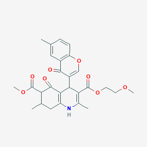 3-(2-methoxyethyl) 6-methyl 2,7-dimethyl-4-(6-methyl-4-oxo-4H-chromen-3-yl)-5-oxo-1,4,5,6,7,8-hexahydroquinoline-3,6-dicarboxylate