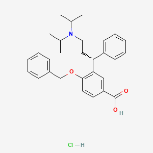 molecular formula C29H36ClNO3 B599938 Benzoic acid, 3-[(1R)-3-[bis(1-methylethyl)amino]-1-phenylpropyl]-4-(phenylmethoxy)-, hydrochloride CAS No. 156755-33-8