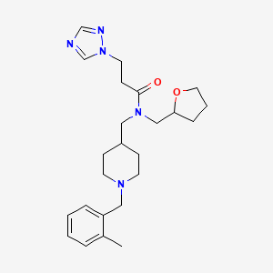 N-{[1-(2-methylbenzyl)-4-piperidinyl]methyl}-N-(tetrahydro-2-furanylmethyl)-3-(1H-1,2,4-triazol-1-yl)propanamide