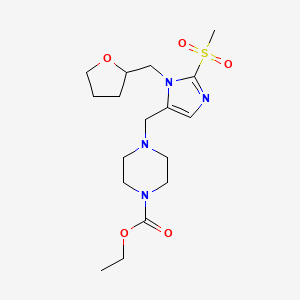 molecular formula C17H28N4O5S B5999607 ethyl 4-{[2-(methylsulfonyl)-1-(tetrahydro-2-furanylmethyl)-1H-imidazol-5-yl]methyl}-1-piperazinecarboxylate 