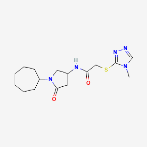 N-(1-cycloheptyl-5-oxo-3-pyrrolidinyl)-2-[(4-methyl-4H-1,2,4-triazol-3-yl)thio]acetamide