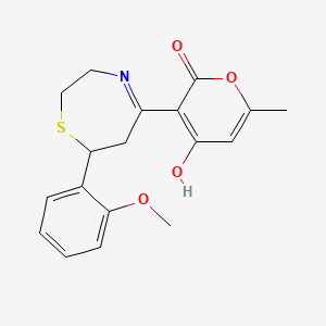 4-hydroxy-3-[7-(2-methoxyphenyl)-2,3,6,7-tetrahydro-1,4-thiazepin-5-yl]-6-methyl-2H-pyran-2-one