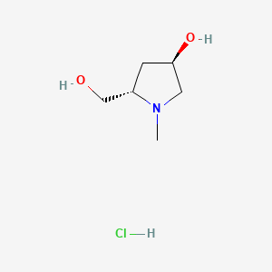 molecular formula C6H14ClNO2 B599993 (3R,5S)-5-(hydroxymethyl)-1-methylpyrrolidin-3-ol hydrochloride CAS No. 107746-24-7