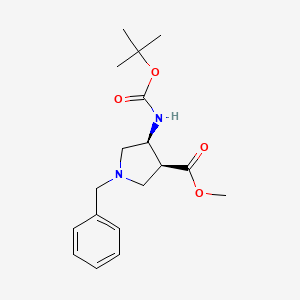 molecular formula C18H26N2O4 B600002 cis-Methyl 1-benzyl-4-(tert-butoxycarbonylaMino)-pyrrolidine-3-carboxylate CAS No. 170034-39-6
