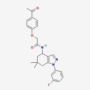 molecular formula C25H26FN3O3 B6000041 2-(4-acetylphenoxy)-N-[1-(3-fluorophenyl)-6,6-dimethyl-4,5,6,7-tetrahydro-1H-indazol-4-yl]acetamide 