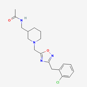 molecular formula C18H23ClN4O2 B6000076 N-[(1-{[3-(2-chlorobenzyl)-1,2,4-oxadiazol-5-yl]methyl}-3-piperidinyl)methyl]acetamide 