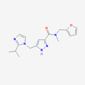 molecular formula C17H21N5O2 B6000086 N-(2-furylmethyl)-5-[(2-isopropyl-1H-imidazol-1-yl)methyl]-N-methyl-1H-pyrazole-3-carboxamide 