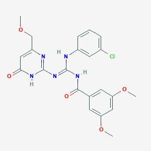 molecular formula C22H22ClN5O5 B6000097 N-([(3-chlorophenyl)amino]{[4-(methoxymethyl)-6-oxo-1,6-dihydro-2-pyrimidinyl]amino}methylene)-3,5-dimethoxybenzamide 