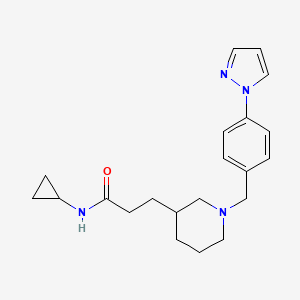 molecular formula C21H28N4O B6000117 N-cyclopropyl-3-{1-[4-(1H-pyrazol-1-yl)benzyl]-3-piperidinyl}propanamide 