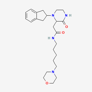 molecular formula C24H36N4O3 B6000124 2-[1-(2,3-dihydro-1H-inden-2-yl)-3-oxo-2-piperazinyl]-N-[5-(4-morpholinyl)pentyl]acetamide 