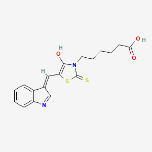 6-[5-(1H-indol-3-ylmethylene)-4-oxo-2-thioxo-1,3-thiazolidin-3-yl]hexanoic acid