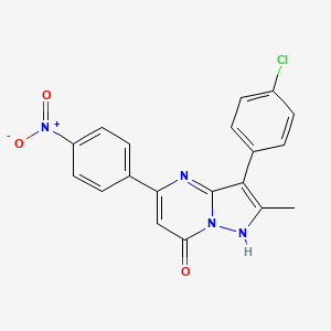 molecular formula C19H13ClN4O3 B6000164 3-(4-chlorophenyl)-2-methyl-5-(4-nitrophenyl)pyrazolo[1,5-a]pyrimidin-7(4H)-one 