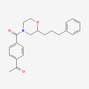 molecular formula C22H25NO3 B6000220 1-(4-{[2-(3-phenylpropyl)-4-morpholinyl]carbonyl}phenyl)ethanone 