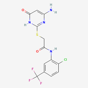 molecular formula C13H10ClF3N4O2S B6000224 2-[(4-amino-6-oxo-1,6-dihydro-2-pyrimidinyl)thio]-N-[2-chloro-5-(trifluoromethyl)phenyl]acetamide 