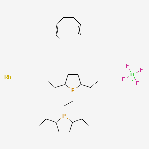 molecular formula C28H56P2Rh+2 B600023 1,2-双((2R,5R)-2,5-二乙基膦醇烷)乙烷(环辛二烯)铑(I) 四氟硼酸盐 CAS No. 136705-70-9