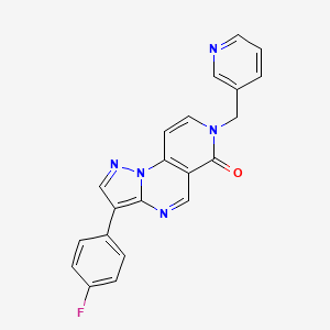 molecular formula C21H14FN5O B6000326 3-(4-fluorophenyl)-7-(3-pyridinylmethyl)pyrazolo[1,5-a]pyrido[3,4-e]pyrimidin-6(7H)-one 