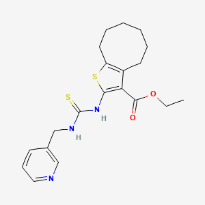 molecular formula C20H25N3O2S2 B6000340 ethyl 2-({[(3-pyridinylmethyl)amino]carbonothioyl}amino)-4,5,6,7,8,9-hexahydrocycloocta[b]thiophene-3-carboxylate 