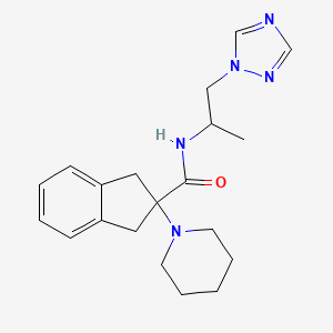 molecular formula C20H27N5O B6000353 N-[1-methyl-2-(1H-1,2,4-triazol-1-yl)ethyl]-2-(1-piperidinyl)-2-indanecarboxamide 