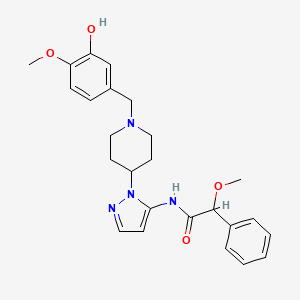 N-{1-[1-(3-hydroxy-4-methoxybenzyl)-4-piperidinyl]-1H-pyrazol-5-yl}-2-methoxy-2-phenylacetamide