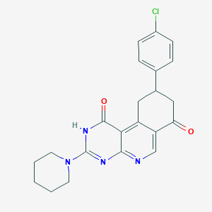 molecular formula C22H21ClN4O2 B6000385 9-(4-chlorophenyl)-3-(1-piperidinyl)-9,10-dihydropyrimido[4,5-c]isoquinoline-1,7(2H,8H)-dione 