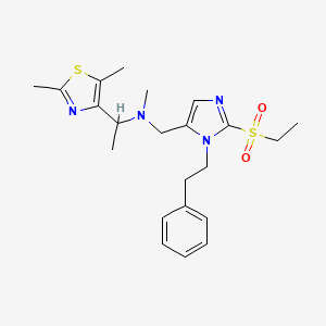 molecular formula C22H30N4O2S2 B6000446 1-(2,5-dimethyl-1,3-thiazol-4-yl)-N-{[2-(ethylsulfonyl)-1-(2-phenylethyl)-1H-imidazol-5-yl]methyl}-N-methylethanamine 