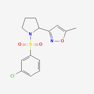 molecular formula C14H15ClN2O3S B6000486 3-{1-[(3-chlorophenyl)sulfonyl]-2-pyrrolidinyl}-5-methylisoxazole 