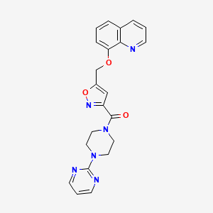 molecular formula C22H20N6O3 B6000520 8-[(3-{[4-(2-pyrimidinyl)-1-piperazinyl]carbonyl}-5-isoxazolyl)methoxy]quinoline 