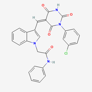 2-(3-{[1-(3-chlorophenyl)-2,4,6-trioxotetrahydro-5(2H)-pyrimidinylidene]methyl}-1H-indol-1-yl)-N-phenylacetamide