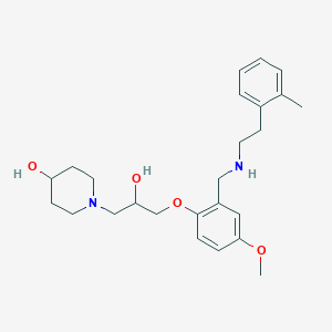 molecular formula C25H36N2O4 B6000680 1-[2-Hydroxy-3-[4-methoxy-2-[[2-(2-methylphenyl)ethylamino]methyl]phenoxy]propyl]piperidin-4-ol 